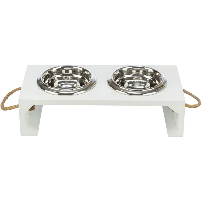Hlavný obrázok produktu BE NORDIC bar s miskami, 2 × 0,4 l/o 14 cm/38 × 18 × 10 cm, MDF/nerez, bílá