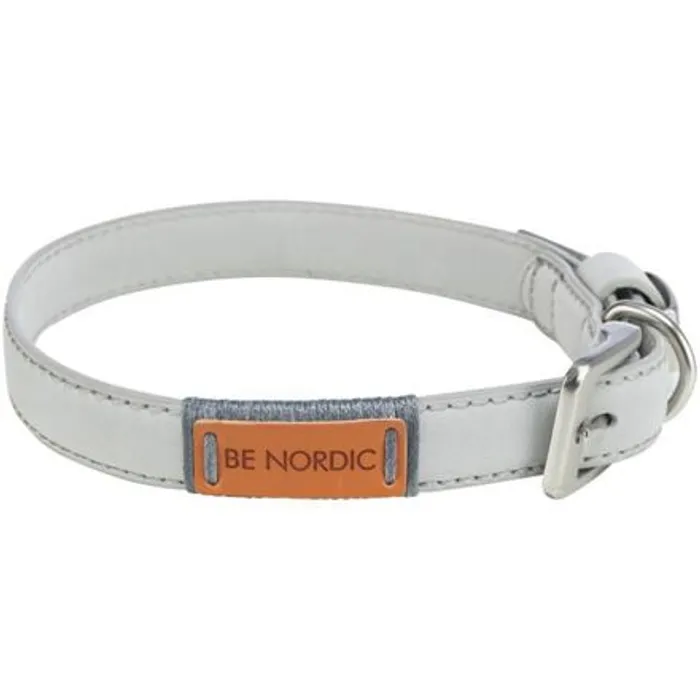 Hlavný obrázok produktu BE NORDIC kožený obojek - světle šedá - DOPRODEJ M: 45-51 cm/20 mm