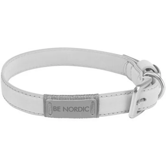 Hlavný obrázok produktu BE NORDIC kožený obojek - světle šedá - DOPRODEJ S-M: 40-46 cm/20 mm