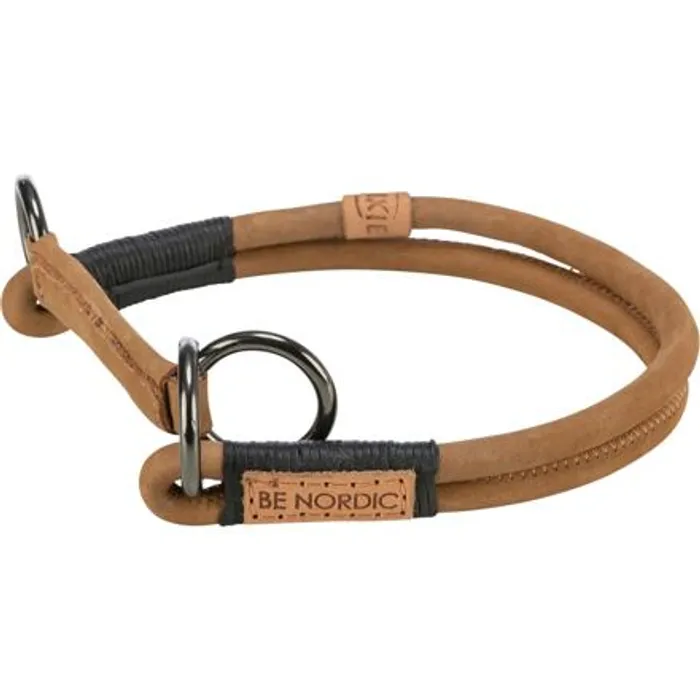 Hlavný obrázok produktu BE NORDIC kulatý polostahovací kožený obojek, hnědá L: 50 cm / Ř 10 mm