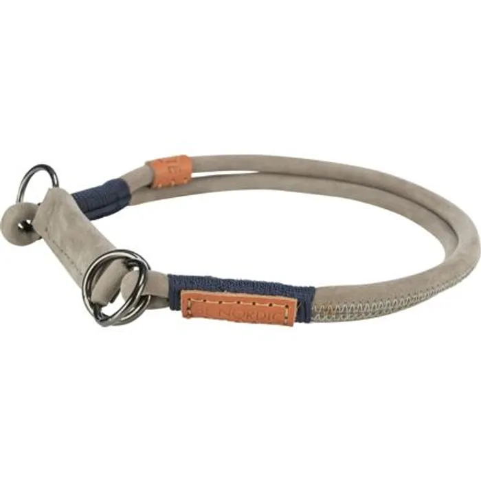 Hlavný obrázok produktu BE NORDIC kulatý polostahovací kožený obojek, šedá XL: 60 cm/ 10 mm