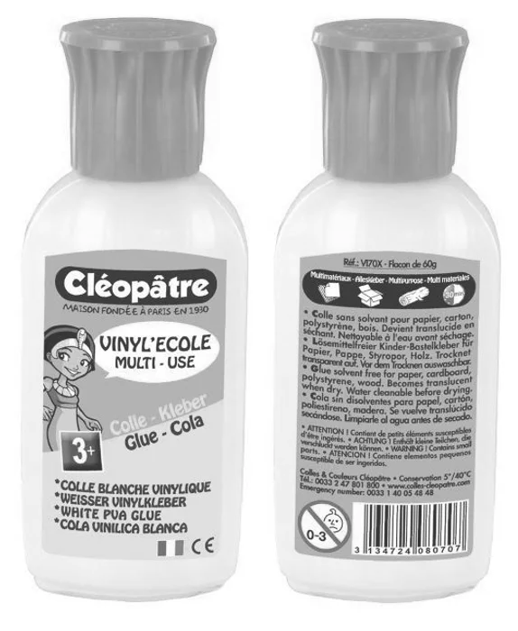 Hlavný obrázok produktu Bílé PVA lepidlo VINYL'ECOLE 55 g oválný hrot, CLEOPATRE