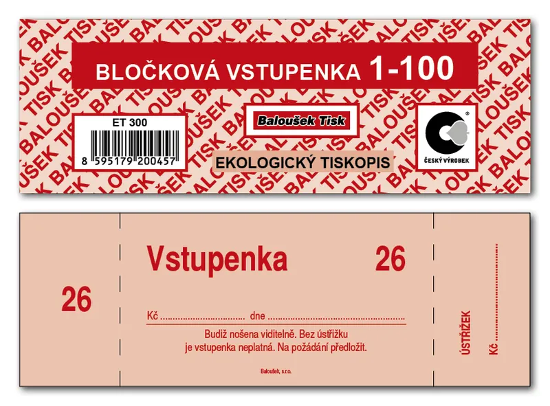 Hlavný obrázok produktu Bločková vstupenka 1-100 ET300