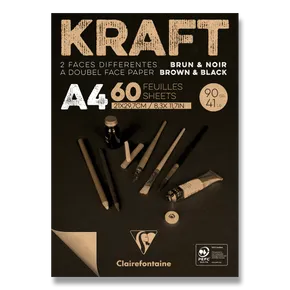 Blok Clairefontaine Brown & Black Kraft A4, 60 listů, 90 g
