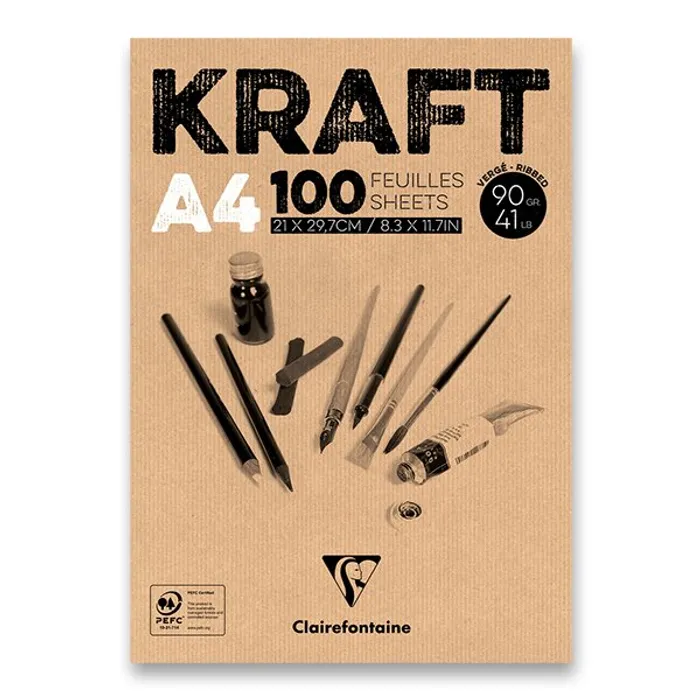 Hlavný obrázok produktu Blok Clairefontaine Brown Kraft A4, 100 listů, 90 g