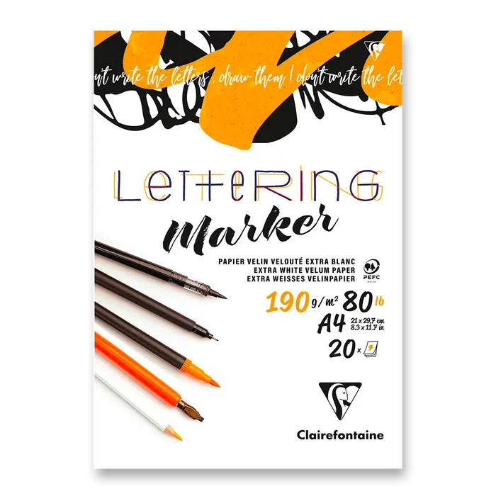 Hlavný obrázok produktu Blok Clairefontaine Lettering - A4, 20 listů, 190 g