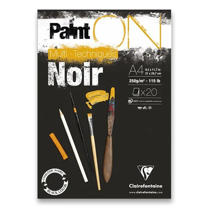 Hlavný obrázok produktu Blok Clairefontaine Paint on Black A4, 20 listů, 250 g