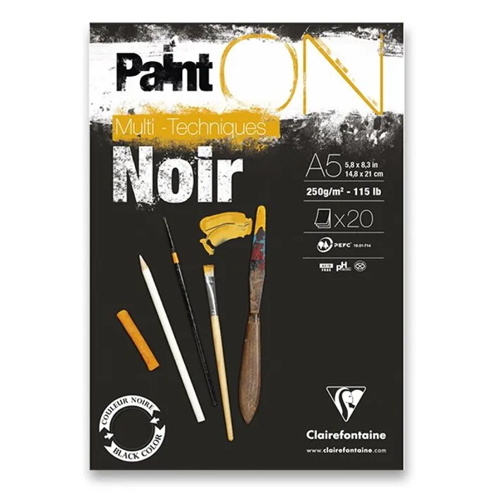 Hlavný obrázok produktu Blok Clairefontaine Paint on Black A5, 20 listů, 250 g