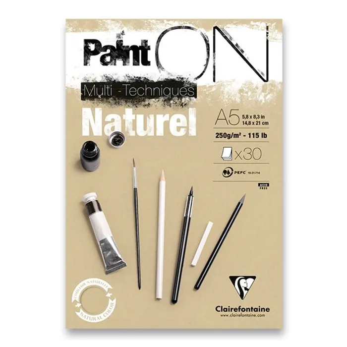 Hlavný obrázok produktu Blok Clairefontaine Paint on Natural A5, 30 listů, 250 g