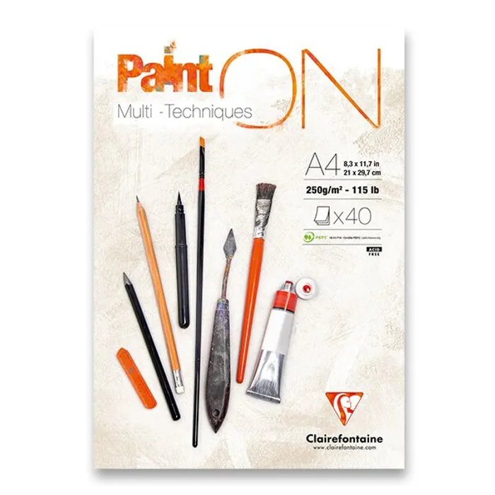 Hlavný obrázok produktu Blok Clairefontaine Paint on White A4, 40 listů, 250 g