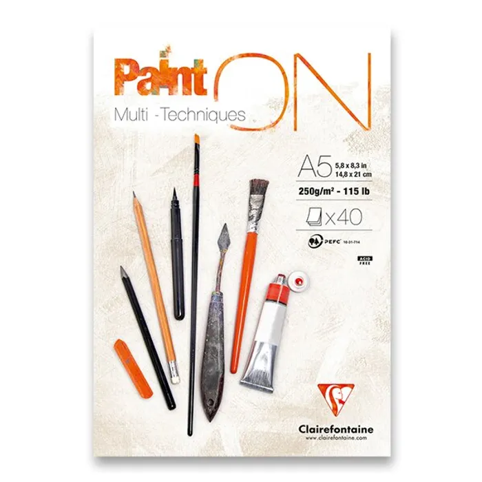 Hlavný obrázok produktu Blok Clairefontaine Paint on White A5, 40 listů, 250 g