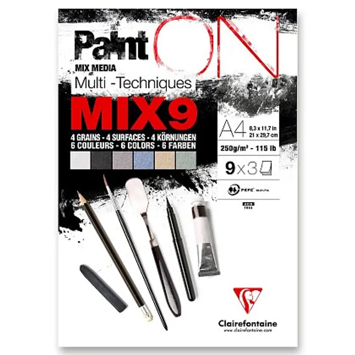 Hlavný obrázok produktu Blok Clairefontaine Paint'ON Mix9 - A4, 27 listů, 250 g