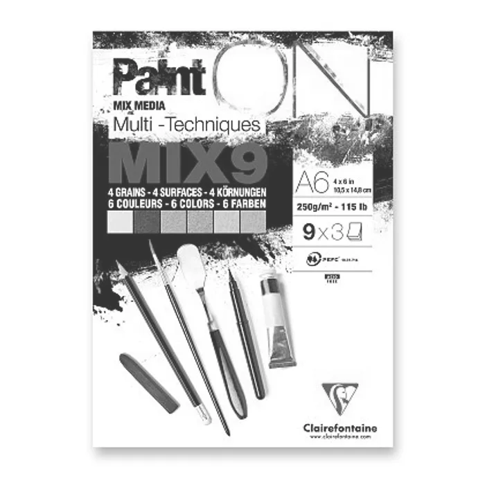 Hlavný obrázok produktu Blok Clairefontaine Paint'ON Mix9 - A6, 27 listů, 250 g