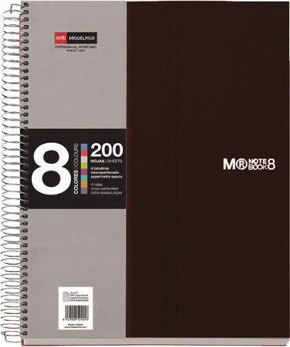 Hlavný obrázok produktu Blok na psaní "Note Book 8", černý, linkovaný, drátěná kroužková vazba, A5, 200 listů, MIQ
