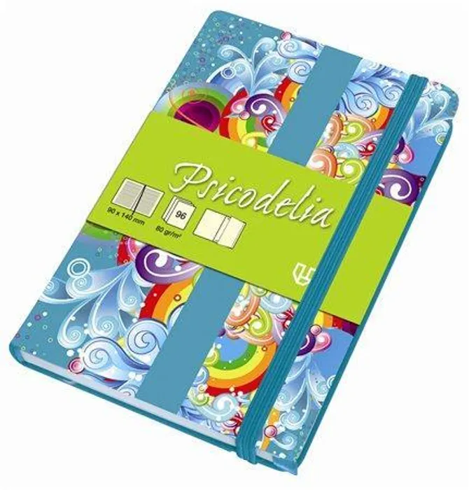 Hlavný obrázok produktu Blok na psaní "Psicodelia", různé barvy, linkovaný, tvrdé desky, A6, 96 listů, UNIPAPEL