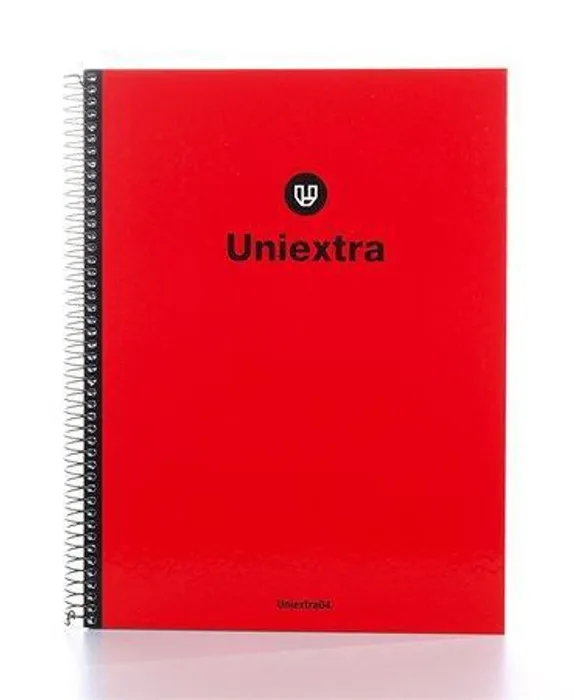 Hlavný obrázok produktu Blok na psaní "UniExtra", červená, linkovaný, drátěná kroužková vazba, A4, 100 listů, UNIP