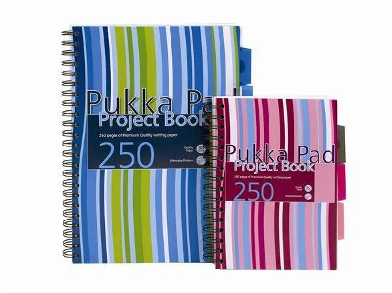 Hlavný obrázok produktu Blok "Project book", mix barev, linkovaný, kroužková vazba, A5, 125 listů, PUKKA PAD
