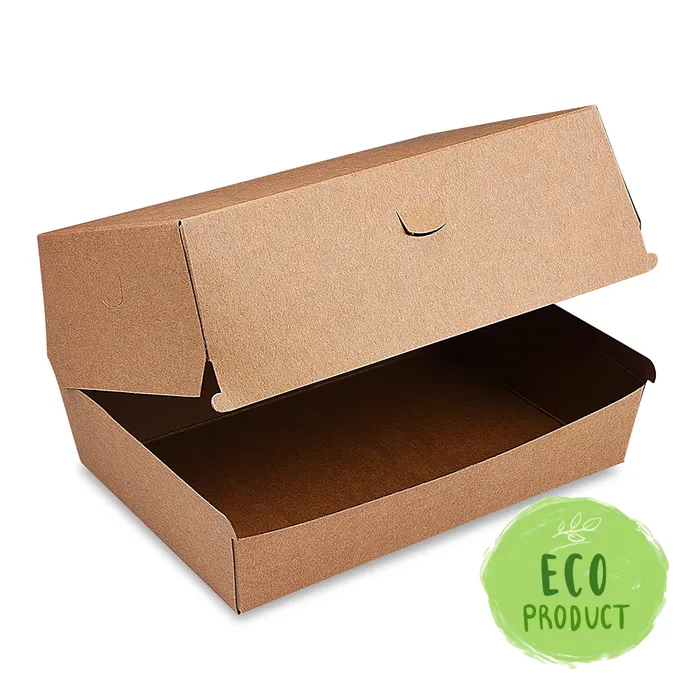 Hlavný obrázok produktu Box na hamburger PLUS, 19,5 x 13,5 x 10 cm, hnědý, nepromastitelný [50 ks]
