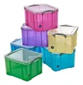 Box, plastový, s viečkom, 35 l, priehľadný, SKUTOČNE UŽITOČNÝ, ružová