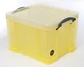 Box, plastový, s viečkom, 35 l, priehľadný, SKUTOČNE UŽITOČNÝ, žltá