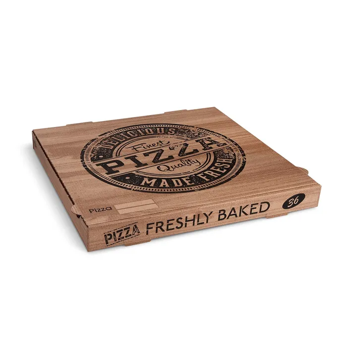 Hlavný obrázok produktu Krabice na pizzu (mikrovlnitá lepenka) kraft 36 x 36 x 4 cm [100 ks]