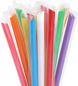 BUBBLE TEA plastové slamky 12x210mm mix [100 ks] (znova použiteľná)