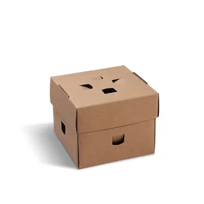 Burger box (PAP - FSC Mix) rozkladací nepremastiteľný kraft 120 x 120 x 100 mm [100 ks]
