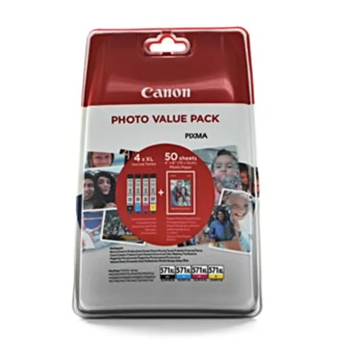 Hlavný obrázok produktu Canon originální ink 0332C005, cmyk, CLI-571XL C/M/Y/BK + 50x PP-201, Canon Pixma MG6850,