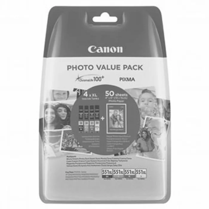 Hlavný obrázok produktu Canon originální ink CLI-551XL C/M/Y/BK Photo Paper Value Pack, CMYK, blistr, 6443B006, C