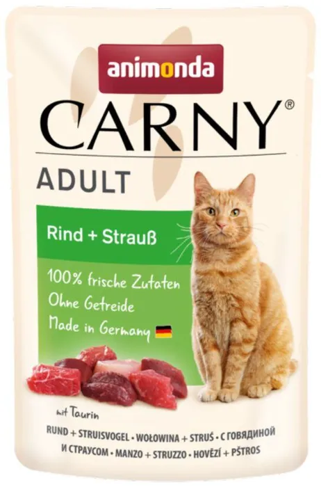 Hlavný obrázok produktu Carny Adult 85 g hovězí + pštros, kapsička pro kočky