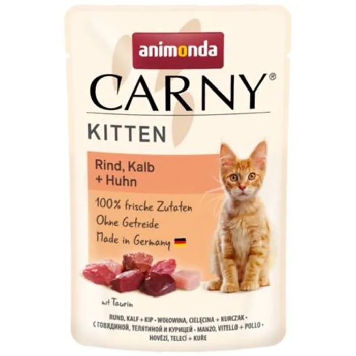 Hlavný obrázok produktu Carny Kitten 85 g hovězí, telecí+kuřecí, kapsička pro koťata