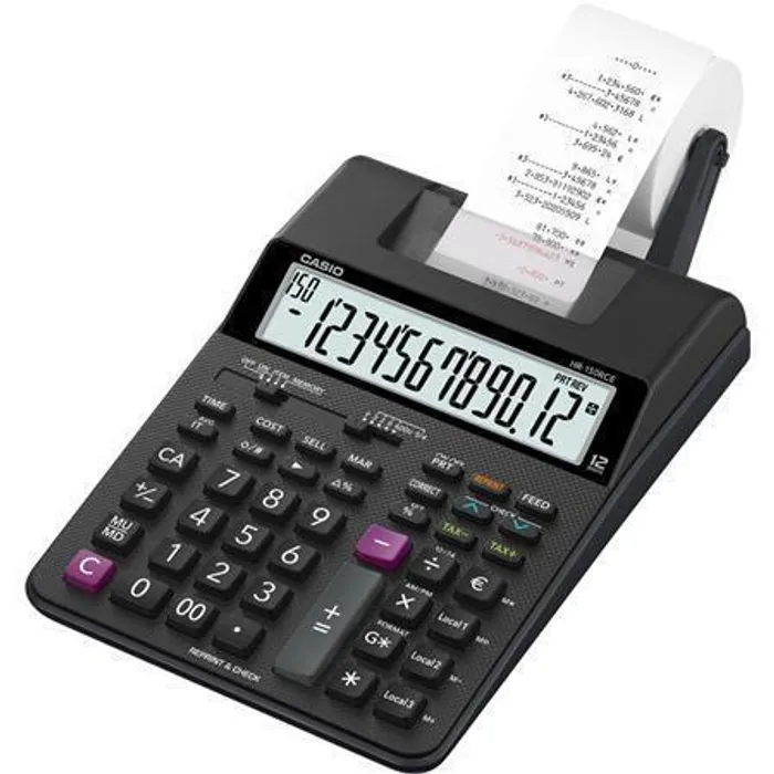 Hlavný obrázok produktu Casio Kalkulačka HR 150 RCE, černá, dvanáctimístná, s tiskem, duální napájení, dvoubarevn