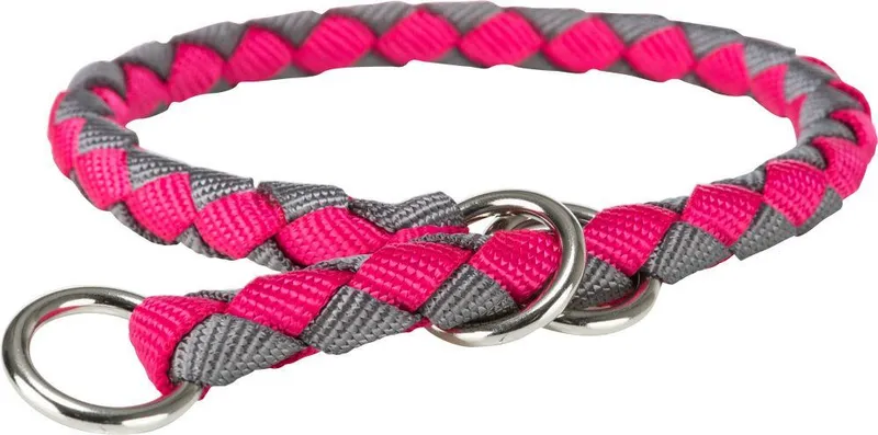 Hlavný obrázok produktu CAVO obojek kulatý "Stop tahání" - fuchsie/grafit M-L:43-51cm/18mm