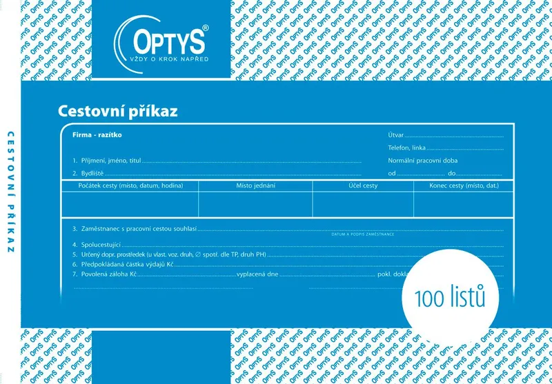 Hlavný obrázok produktu Cestovní příkaz A5, 100 listů 1051
