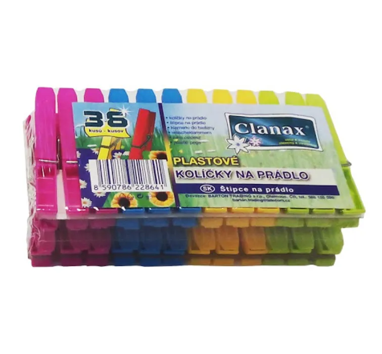 Hlavný obrázok produktu Clanax Kolíčky na prádlo plastové barevné 36 kusů