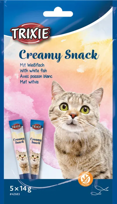 Hlavný obrázok produktu Creamy, krémová pochoutka pro kočky, tuňák a bílá ryba, 5 x 14 g