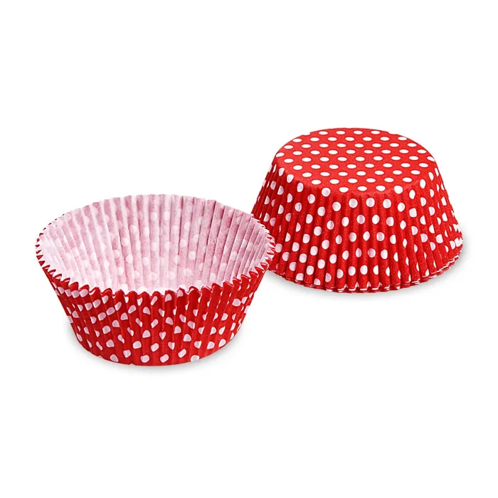 Hlavný obrázok produktu Cukrářský košíček (PAP) Puntíky červený průměr 50 x 30 mm [40 ks]
