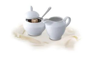 Cukornička, porcelánová, 15 cl, ROTBERG, biela s červeno-čiernym dekorom