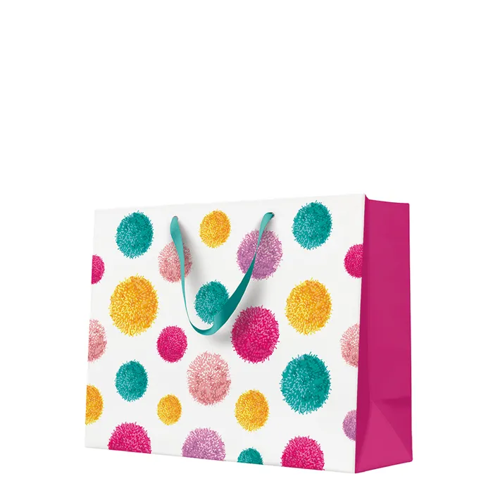 Hlavný obrázok produktu Dárková taška horizontal - COLORFUL POMPOMS 33,5x13x26,5 cm