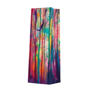 Darčeková taška na fľašu - Colorful Magic Forest 12x37x10 cm