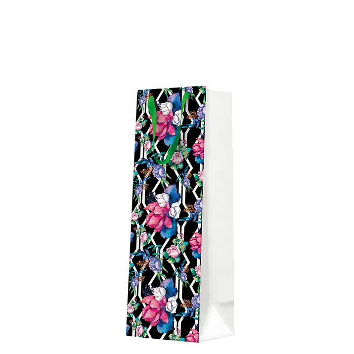 Hlavný obrázok produktu Dárková taška na láhev - Floral Botanical Pattern 12x10x37 cm