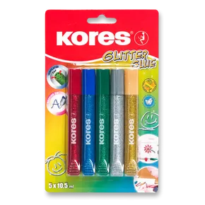 Dekoračné lepidlo Kores Glitter Glue 5 x 10,5 ml, metalické farby