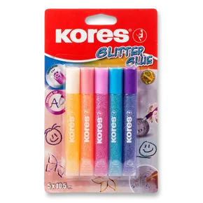 Dekoračné lepidlo Kores Glitter Glue 5 x 10,5 ml, pastelové farby