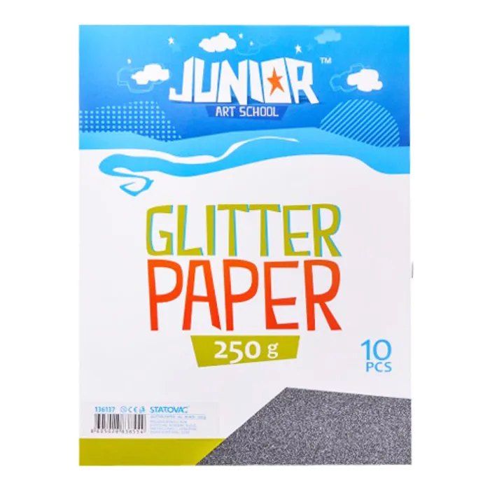Hlavný obrázok produktu Dekorační papír A4 10 ks černý glitter 250 g