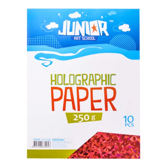 Hlavný obrázok produktu Dekorační papír A4 10 ks červený holografický 250 g