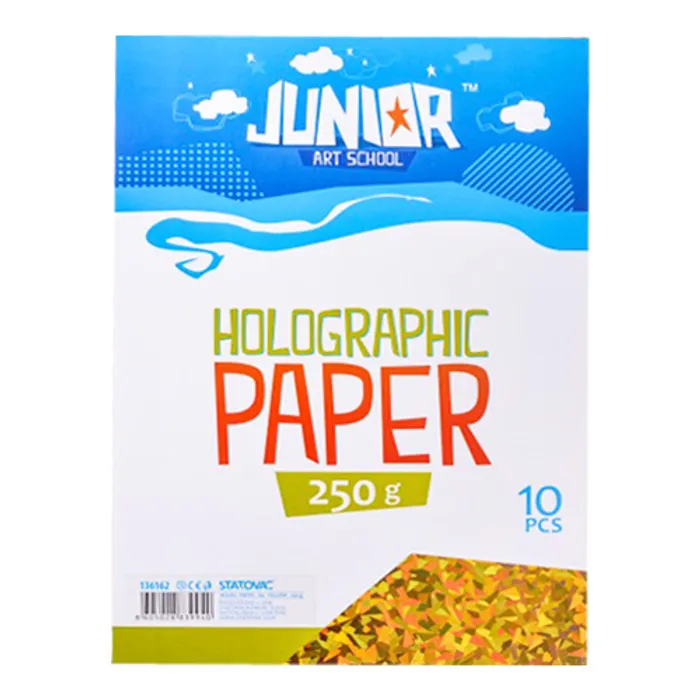 Hlavný obrázok produktu Dekorační papír A4 10 ks žlutý holografický 250 g