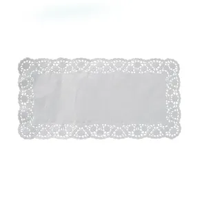 Dekoračná krajka (PAP) hranatá biela 38 x 25 cm [6 ks]