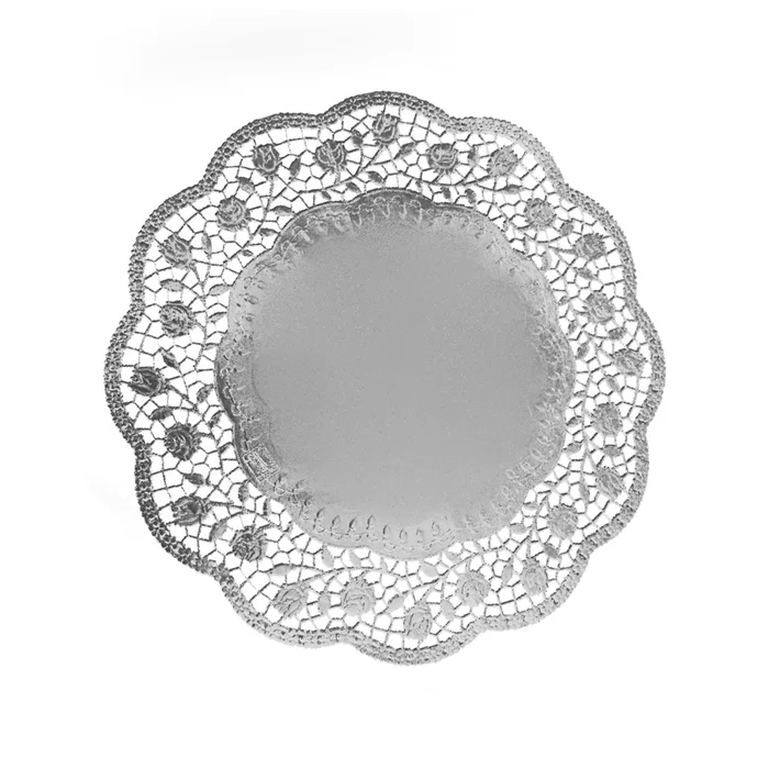Hlavný obrázok produktu Dekorativní krajky kulaté, stříbrné průměr 30 cm [4 ks]