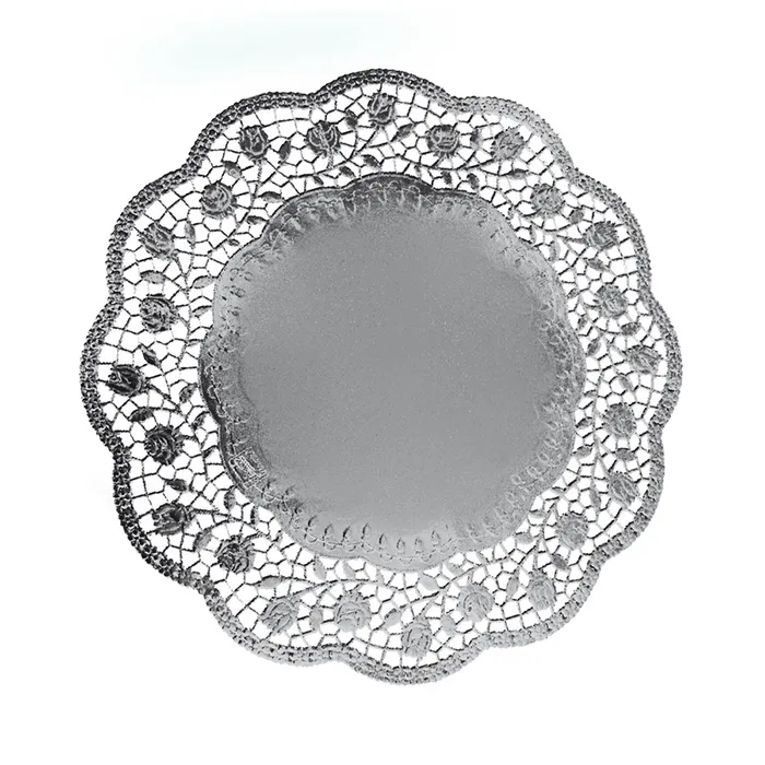 Hlavný obrázok produktu Dekorativní krajky kulaté, stříbrné průměr 32 cm [4 ks]