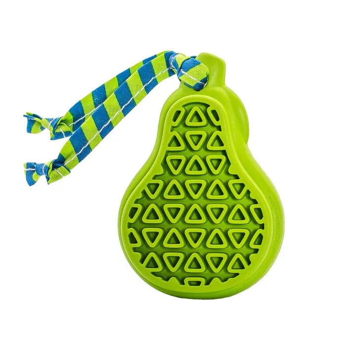Hlavný obrázok produktu Dentální hračka hruška přírodní guma pro štěňata s látkovým střapcem 9 cm HipHop